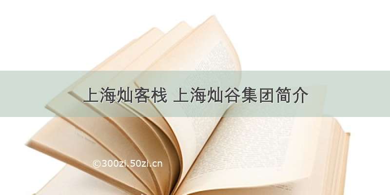 上海灿客栈 上海灿谷集团简介