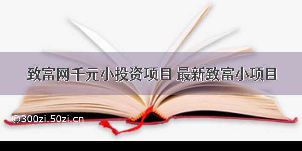 致富网千元小投资项目 最新致富小项目