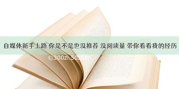 自媒体新手上路 你是不是也没推荐 没阅读量 带你看看我的经历