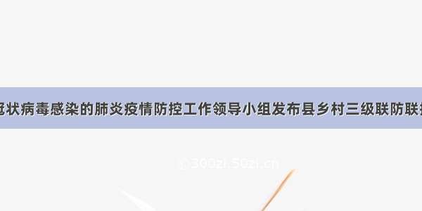 华坪县新型冠状病毒感染的肺炎疫情防控工作领导小组发布县乡村三级联防联控群防群治十