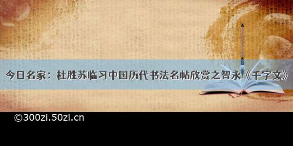 今日名家：杜胜苏临习中国历代书法名帖欣赏之智永《千字文》