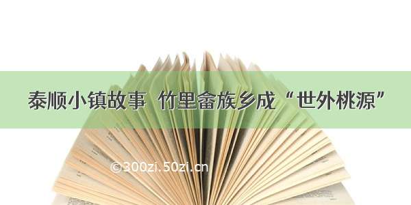 泰顺小镇故事｜竹里畲族乡成“世外桃源”