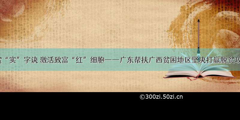 念好战贫“实”字诀 激活致富“红”细胞——广东帮扶广西贫困地区坚决打赢脱贫攻坚战