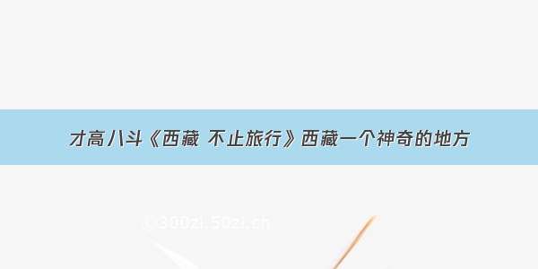 才高八斗《西藏 不止旅行》西藏一个神奇的地方