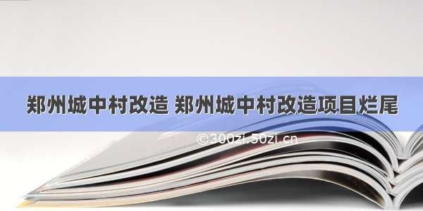 郑州城中村改造 郑州城中村改造项目烂尾