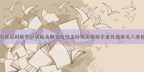 海南省应对新型冠状病毒肺炎疫情支持海南旅游企业共渡难关六条措施