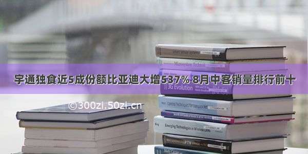 宇通独食近5成份额比亚迪大增537% 8月中客销量排行前十