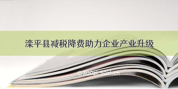 滦平县减税降费助力企业产业升级
