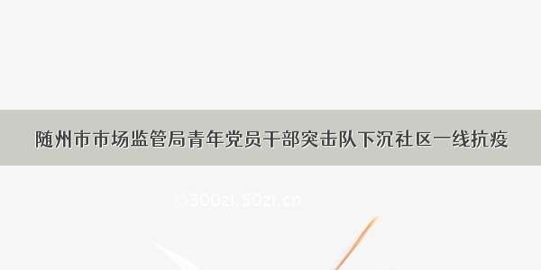 随州市市场监管局青年党员干部突击队下沉社区一线抗疫