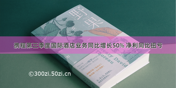 携程第三季度国际酒店业务同比增长50% 净利同比扭亏