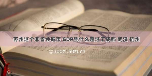 苏州这个非省会城市 GDP凭什么超过了成都 武汉 杭州