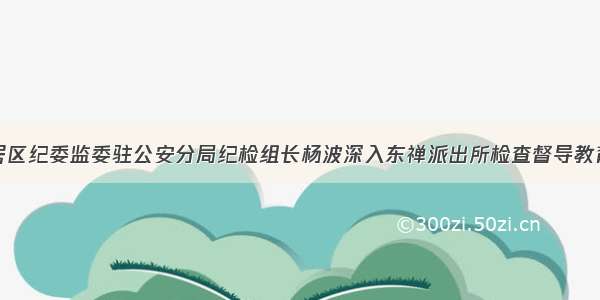 遂宁市安居区纪委监委驻公安分局纪检组长杨波深入东禅派出所检查督导教育整顿工作