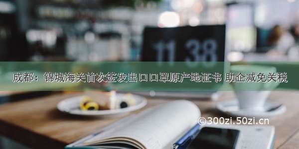 成都：锦城海关首次签发出口口罩原产地证书 助企减免关税
