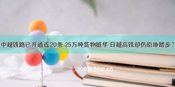 中越铁路已开通近20条 25万吨货物抵华 日越高铁却仍原地踏步？