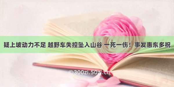 疑上坡动力不足 越野车失控坠入山谷 一死一伤！事发惠东多祝