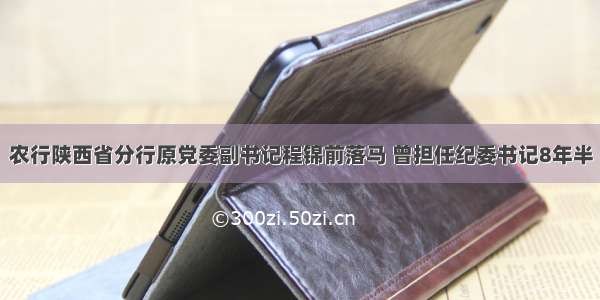 农行陕西省分行原党委副书记程锦前落马 曾担任纪委书记8年半