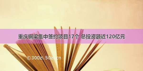 重庆铜梁集中签约项目17个 总投资额近120亿元