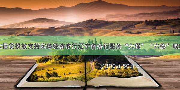 加大信贷投放支持实体经济农行辽宁省分行服务“六保”“六稳”取成效