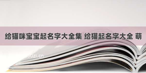 给猫咪宝宝起名字大全集 给猫起名字大全 萌