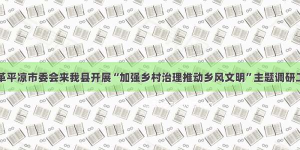 民革平凉市委会来我县开展“加强乡村治理推动乡风文明”主题调研工作