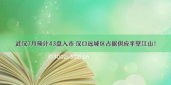 武汉7月预计43盘入市 汉口远城区占据供应半壁江山！