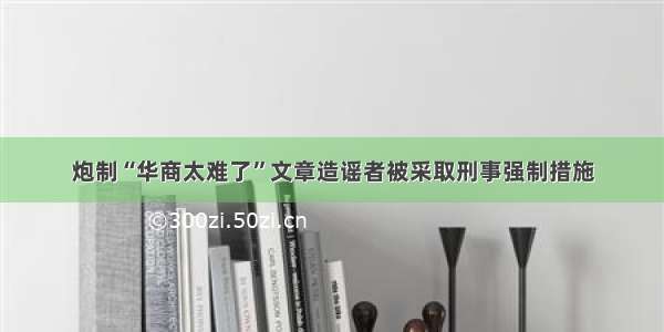 炮制“华商太难了”文章造谣者被采取刑事强制措施