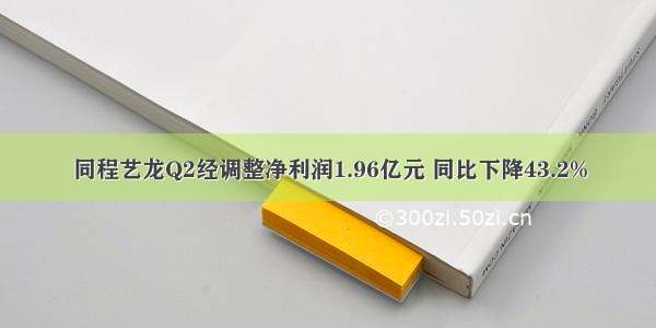 同程艺龙Q2经调整净利润1.96亿元 同比下降43.2%