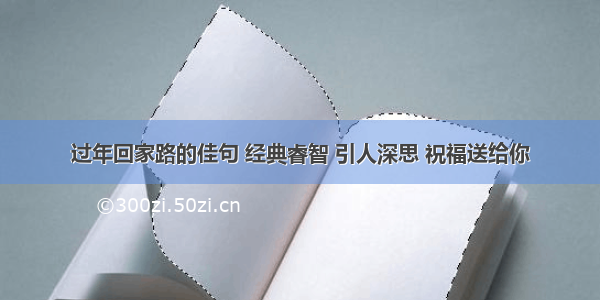 过年回家路的佳句 经典睿智 引人深思 祝福送给你