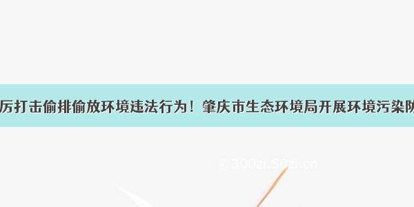 重拳出击 严厉打击偷排偷放环境违法行为！肇庆市生态环境局开展环境污染防治夜间突击