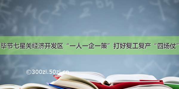 毕节七星关经济开发区“一人一企一策”打好复工复产“四场仗”