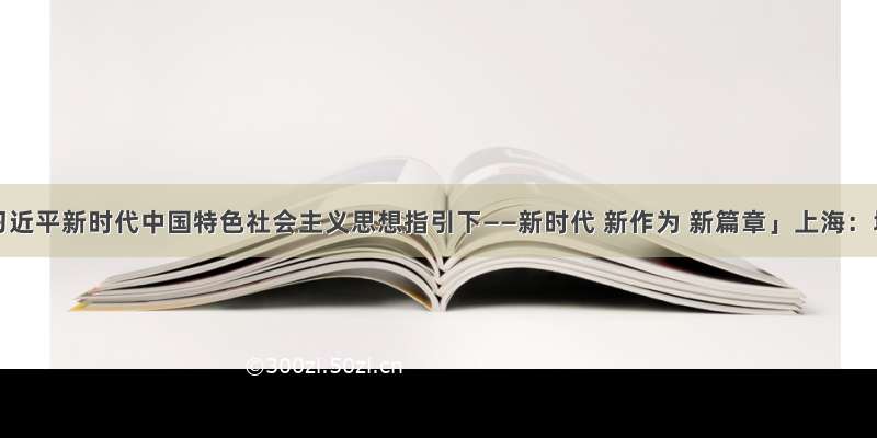 「在习近平新时代中国特色社会主义思想指引下——新时代 新作为 新篇章」上海：城市