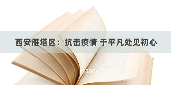 西安雁塔区：抗击疫情 于平凡处见初心