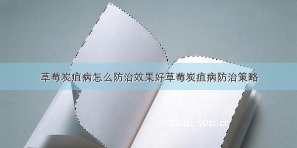 草莓炭疽病怎么防治效果好草莓炭疽病防治策略