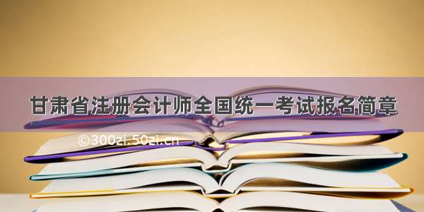 甘肃省注册会计师全国统一考试报名简章