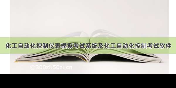 化工自动化控制仪表模拟考试系统及化工自动化控制考试软件