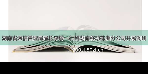 湖南省通信管理局局长李敏一行到湖南移动株洲分公司开展调研