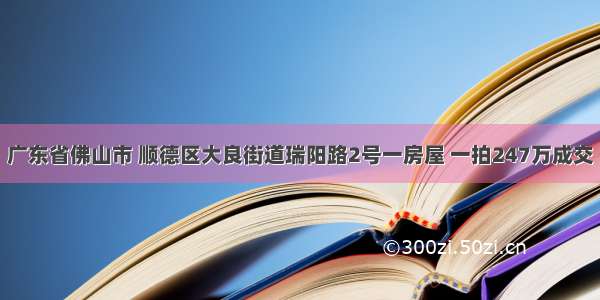 广东省佛山市 顺德区大良街道瑞阳路2号一房屋 一拍247万成交