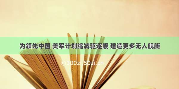 为领先中国 美军计划缩减驱逐舰 建造更多无人舰艇