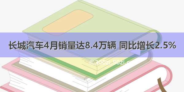 长城汽车4月销量达8.4万辆 同比增长2.5%