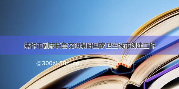 焦作市副市长鲁文明调研国家卫生城市创建工作