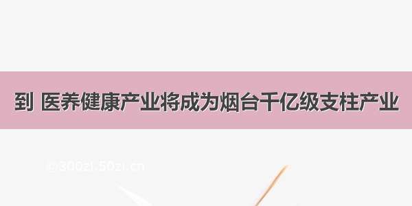 到 医养健康产业将成为烟台千亿级支柱产业