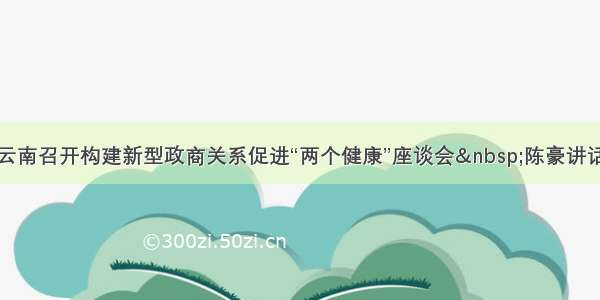 云南召开构建新型政商关系促进“两个健康”座谈会&nbsp;陈豪讲话