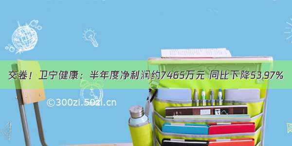 交卷！卫宁健康：半年度净利润约7465万元 同比下降53.97%