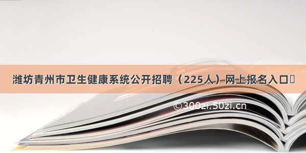 潍坊青州市卫生健康系统公开招聘（225人）网上报名入口​