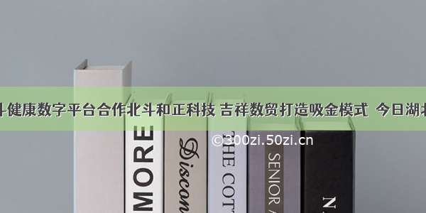 北斗健康数字平台合作北斗和正科技 吉祥数贸打造吸金模式–今日湖北网