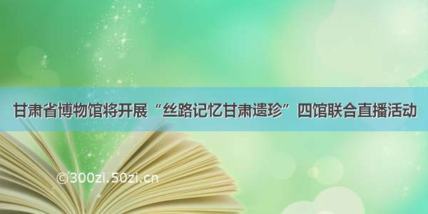 甘肃省博物馆将开展“丝路记忆甘肃遗珍”四馆联合直播活动