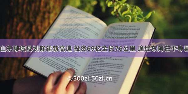 山东聊城规划修建新高速 投资69亿全长76公里 途经东阿茌平等县