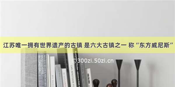 江苏唯一拥有世界遗产的古镇 是六大古镇之一 称“东方威尼斯”