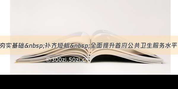 夯实基础&nbsp;补齐短板&nbsp;全面提升首府公共卫生服务水平