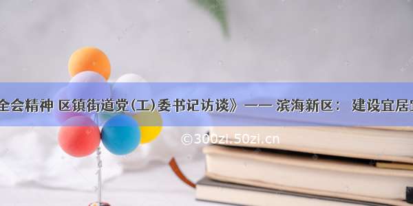 《贯彻市委全会精神 区镇街道党(工)委书记访谈》—— 滨海新区： 建设宜居宜业滨海新城